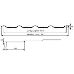 Čerpinio profilio plieninė stogo danga Hanbud "Argilla" 0,47 mm., (1100mm) ruda, matinė (RAL8017 ultraMat), m2