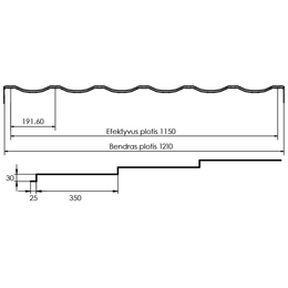 Čerpinio profilio plieninė stogo danga Hanbud "Malta" 0,47 mm., (1150mm) ruda, blizgi (RAL8017), m2