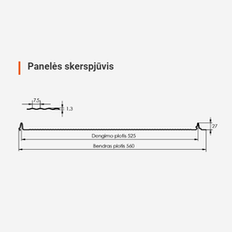 Klasikinė skarda Hanbud PHR560 "Mikrobanga" 0,5-0.7 mm., (0,525mm) juoda, blizgi (RAL9005), m2