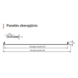 Klasikinė skarda Hanbud PHR560 "Molet" 0,5-0.7 mm., (0,525mm) juoda, blizgi (RAL9005), m2