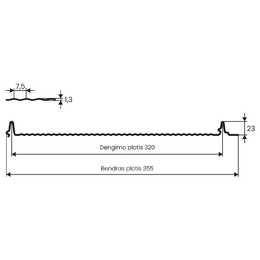 Klasikinė skarda Hanbud PHR355 "Mikrobanga" 0,5-0.7 mm., (320mm) ruda, matinė (RAL8017), m2