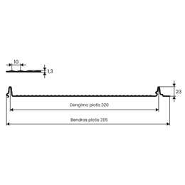 Klasikinė skarda Hanbud PHR355 "Molet" 0,5-0.7 mm., (320mm) ruda, matinė (RAL8017), m2