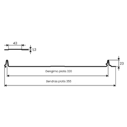 Klasikinė skarda Hanbud PHR355 "Trapecija" 0,5-0.7 mm., (320mm) ruda, matinė (RAL8017), m2