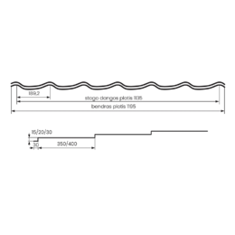 Čerpinio profilio plieninė stogo danga Hanbud "Vena" 0,47 mm., (1135mm) ruda, blizgi (RAL8017), m2