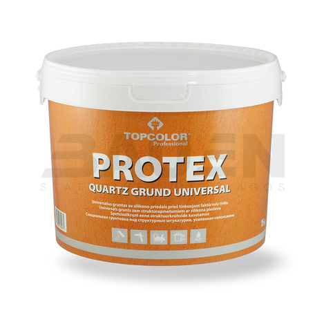 Gruntai | Kvarcinis gruntas TOPCOLOR Protex Quartz Grund Universal, balta (A bazė), 15 kg.