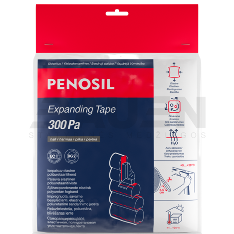 Savaime besiplečianti juosta PENOSIL Expanding Tape 300Pa, 15/4-7mm, pilka, 8m/rul