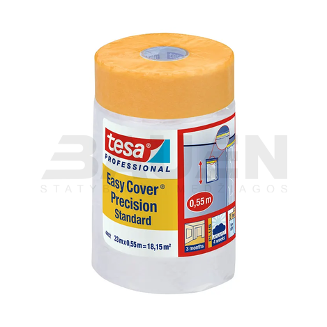 Statybinės plėvelės | Apsauginė plėvelė TESA Easy Cover Precision Standard (4402), 33 m x 550 mm., 3mėn. viduje, 1 mėn. lauke