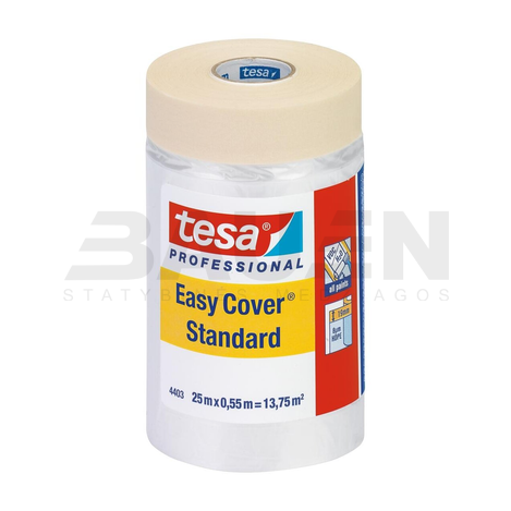 Statybinės plėvelės | Apsauginė plėvelė TESA Easy Cover Standard (4403), vidaus darbams, 25 m x 550 mm., 7 d.