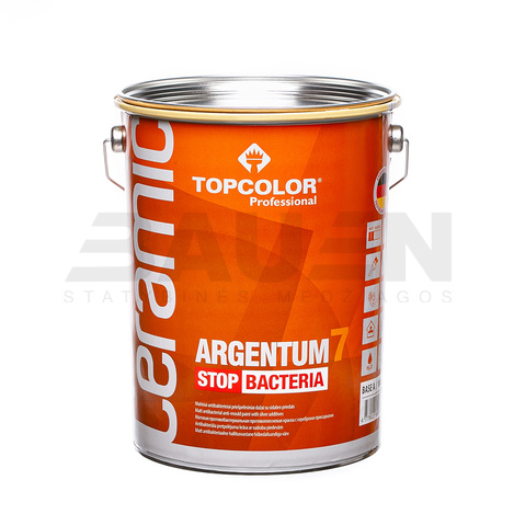 Dažai | Antibakteriniai priešpelėsiniai dažai TOPCOLOR Ceramic Argentum 7 STOP BACTERIA, balta (A bazė), 5 L