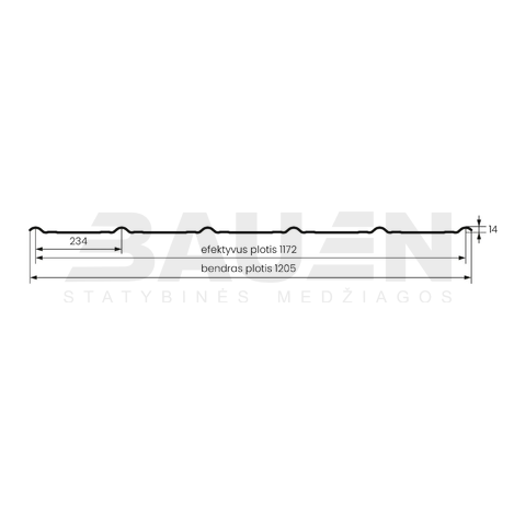 Plieninė danga | Čerpinio profilio plieninė stogo danga Hanbud "Claro" 0,47 mm., (1172mm) ruda, blizgi (RAL8017), m2