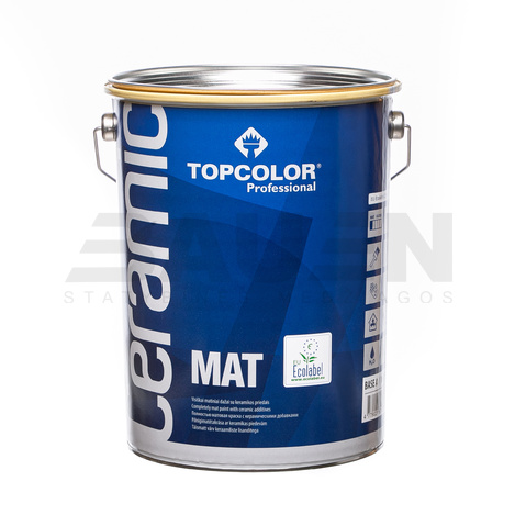 Dažai | Ypač intensyviam plovimui atsparūs dažai TOPCOLOR Ceramic Mat, balta (A bazė), 5 L