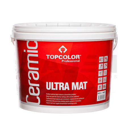 Dažai | Padidinto matiškumo lateksiniai dažai vidaus darbams TOPCOLOR Ceramic Ultra Mat, balta (A bazė), 10 L