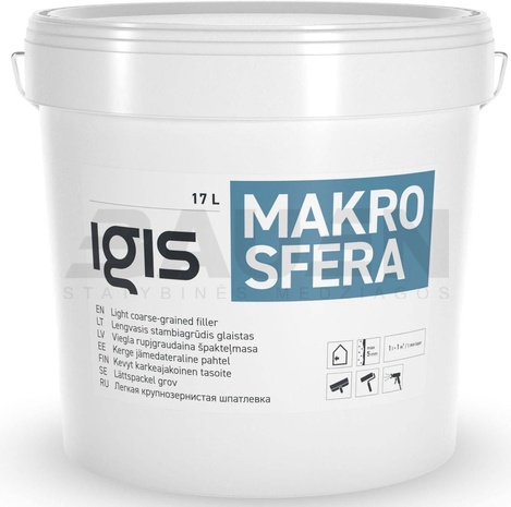 Glaistai | Lengvasis stambiagrūdis glaistas IGIS MAKROSFERA, vidaus darbams, iki 5 mm., 17 L.