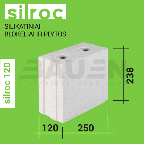 Silikatiniai blokeliai (mūro) | Silikatinis blokas SILROC M12 250x120x238 (96 vnt)