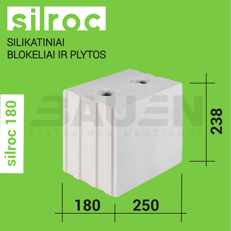 Silikatiniai blokeliai (mūro) | Silikatinis blokas SILROC M18 250x180x238 (64 vnt)