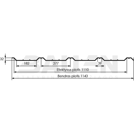 Plieninė danga | Trapecinė, aukšto profilio skarda HANBUD T-35R Revolution (32mm) tams. pilka, blizgi (RAL7016), m2