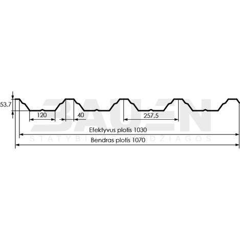 Plieninė danga | Trapecinė, aukšto profilio skarda HANBUD T-55 (53,7mm) ruda, matinė (RAL8017 ultraMat), m2