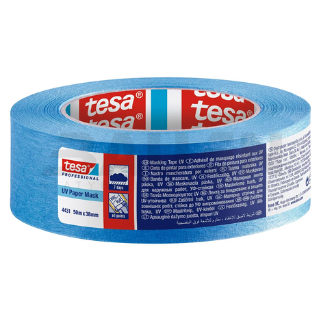 Dažymo juostos | Dažymo juosta TESA Professional UV Paper Tape (4431), lauko darbams, 50 m x 38 mm., 7 d.