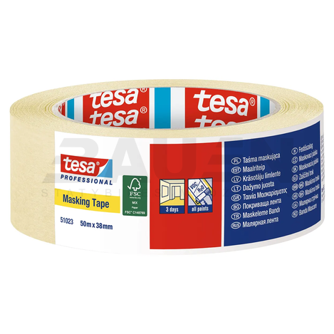 Dažymo juosta TESA Professional Masking Tape (51023), vidaus darbams, 50 m x 38 mm., 3 d.