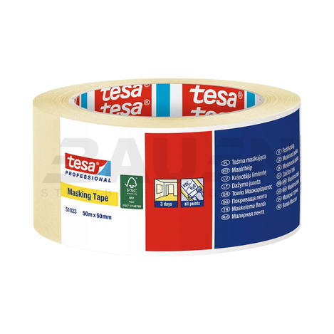 Dažymo juosta TESA Professional Masking Tape (51023), vidaus darbams, 50 m x 50 mm., 3 d.