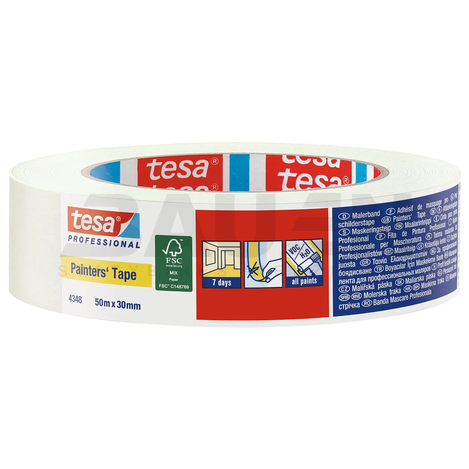 Dažymo juosta TESA Professional Painters' Tape (4348), vidaus darbams, 50 m x 30 mm., 7 d.