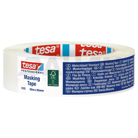 Dažymo juostos | Universali dažymo juosta TESA Masking Tape (4325) 50 m x 30 mm., vidaus darbams