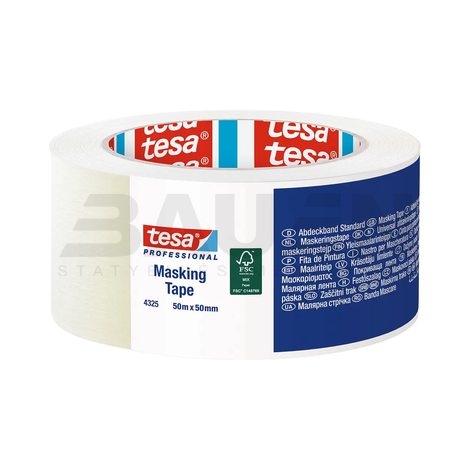 Dažymo juostos | Universali dažymo juosta TESA Masking Tape (4325) 50 m x 50 mm., vidaus darbams