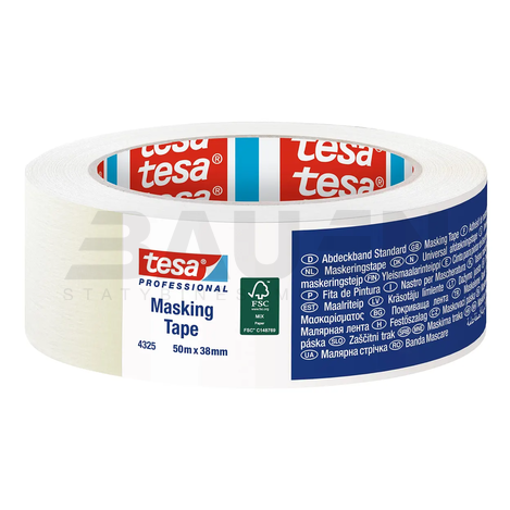 Dažymo juostos | Universali dažymo juosta TESA Masking Tape (4325) 50 m x 38 mm., vidaus darbams