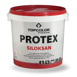 Akrilinis silikoninis dekoratyvinis tinkas TOPCOLOR Protex Siloksan, 2mm (samanėlė), balta, 5 kg.